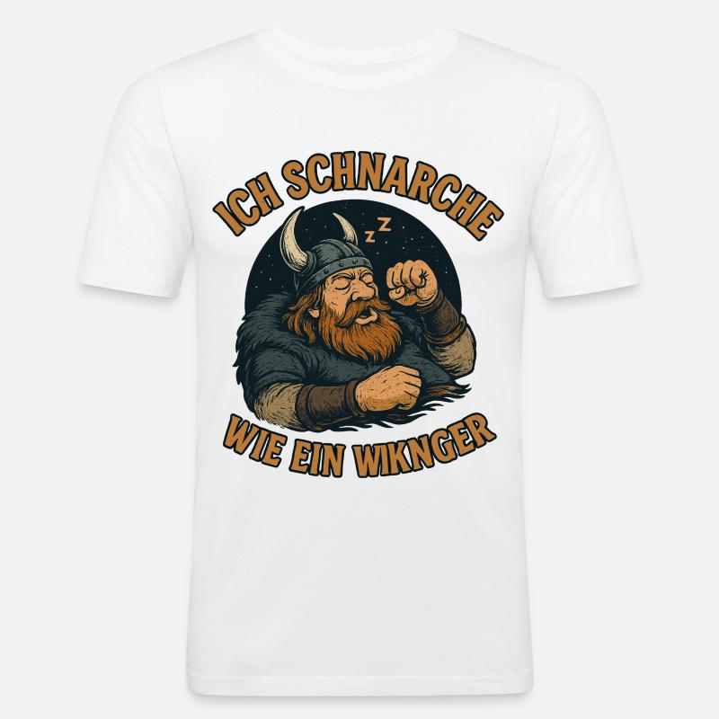 Ich schnarche wie ein Wikinger - Männer Slim Fit T-Shirt - Weiß