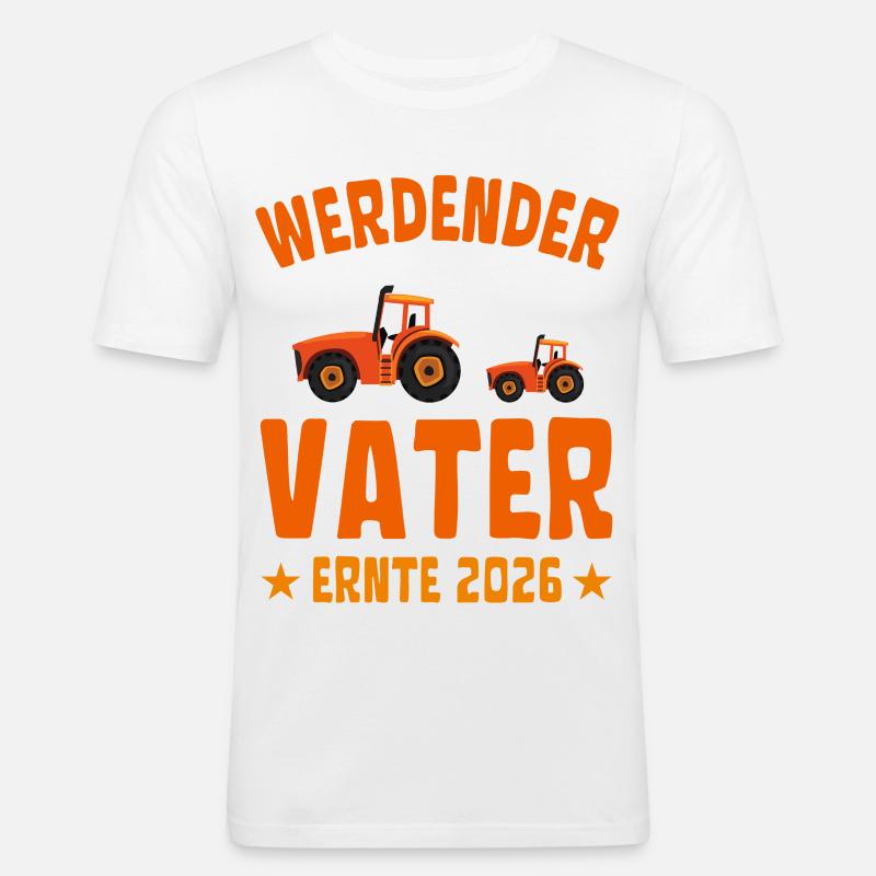 Werdender VATER Ernte 2026 Traktor - Männer Slim Fit T-Shirt - Weiß