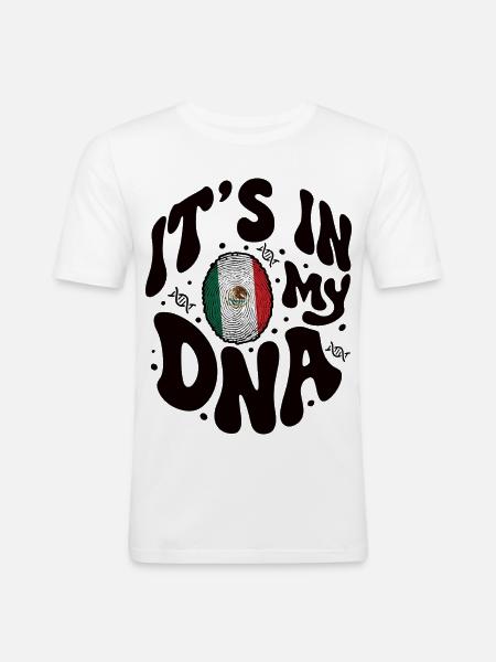 Mexican DNA Mexico Flag Hispanic - Men's Slim Fit T-Shirt - white