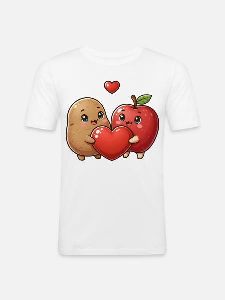 Friendship Kawaii Apple and Dough - Men's Slim Fit T-Shirt - white