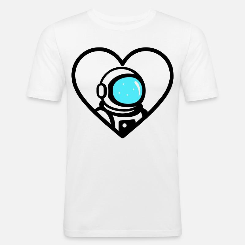 Astronaut Heart Space Cosmo Helm - Männer Slim Fit T-Shirt - Weiß