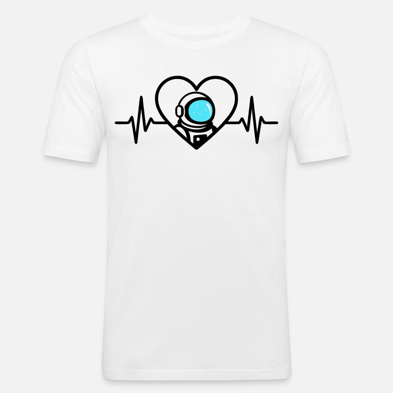 Astronaut Herz Raumfahrt Kosmos Helm - Männer Slim Fit T-Shirt - Weiß