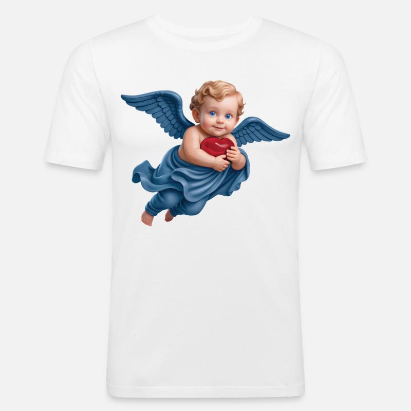 CHERUBINO CUPIDO #1 - pace e amore - Maglietta aderente da uomo - bianco