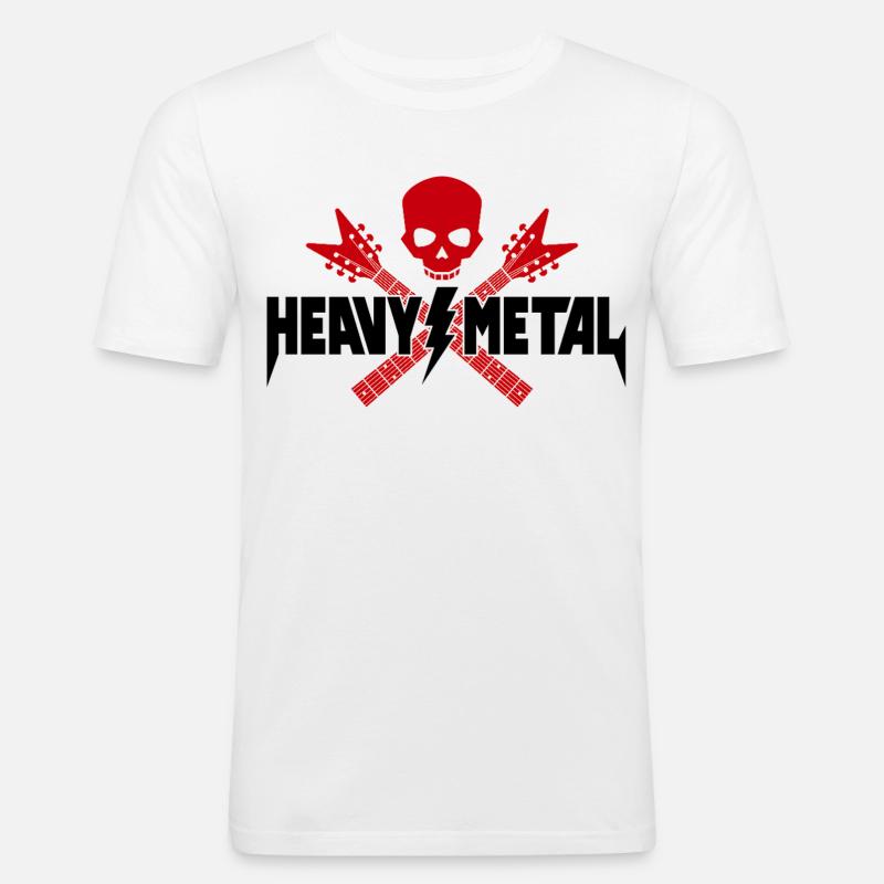 Heavy Metal Skull e Chitarre Incrociate - Maglietta aderente da uomo - bianco