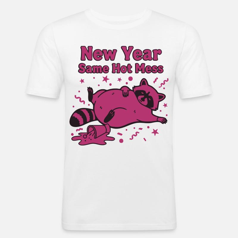 Neujahr Same Hot Mess Celebration 2025 - Männer Slim Fit T-Shirt - Weiß