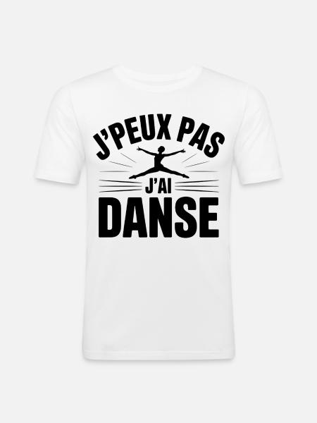J'Peux Pas J'Ai Danse - T-shirt près du corps Homme - blanc