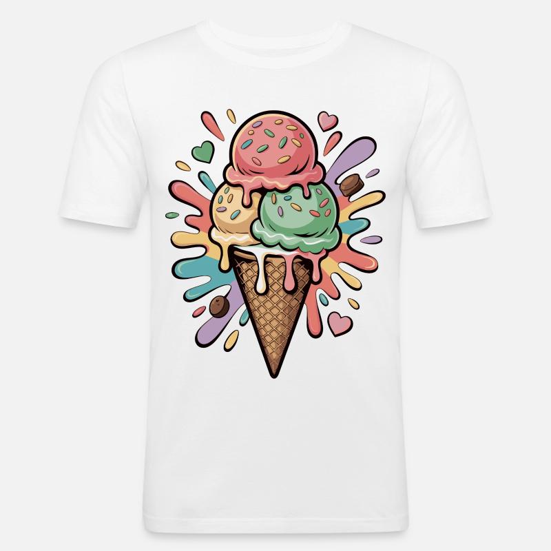 Bunte Eiscreme Explosion - Männer Slim Fit T-Shirt - Weiß