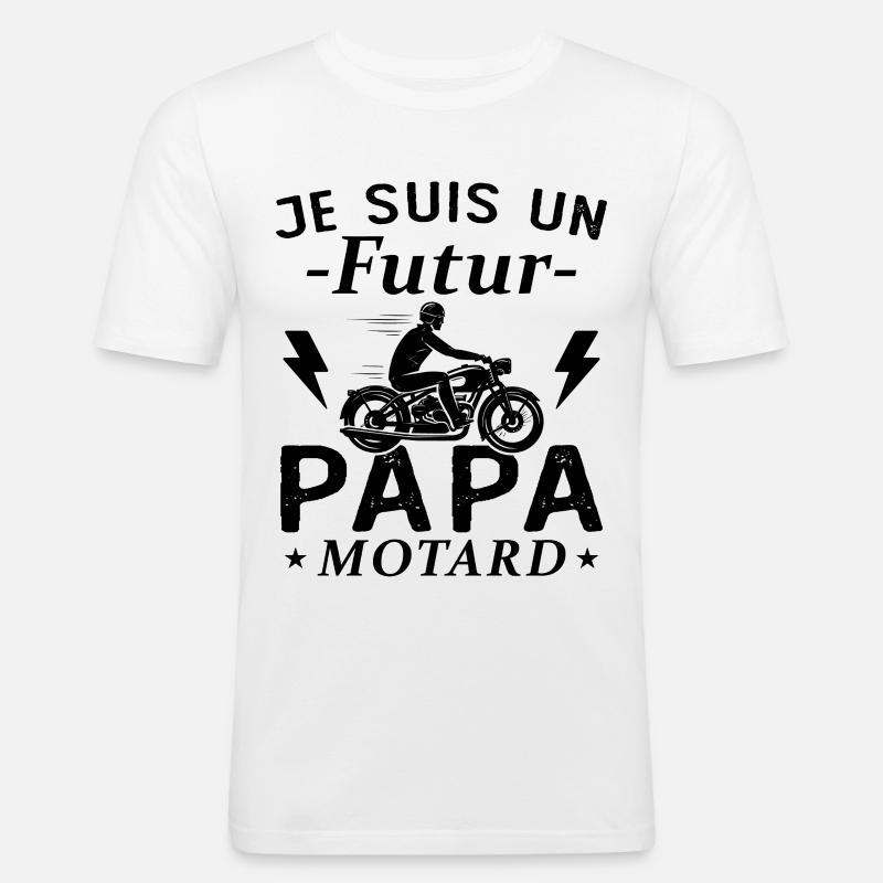 Ich bin ein werdender Biker-Vater - Männer Slim Fit T-Shirt - Weiß