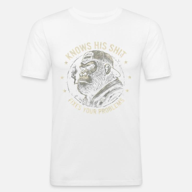 Gorilla Fixer: Problem-Solver Attitude - Men's Slim Fit T-Shirt - white