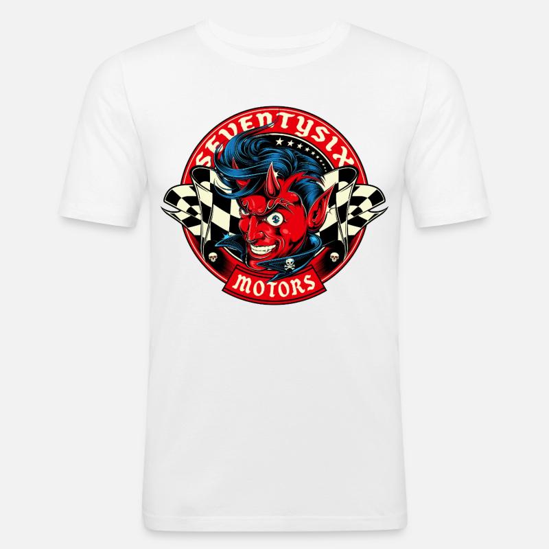 Lucky Devil - Männer Slim Fit T-Shirt - Weiß