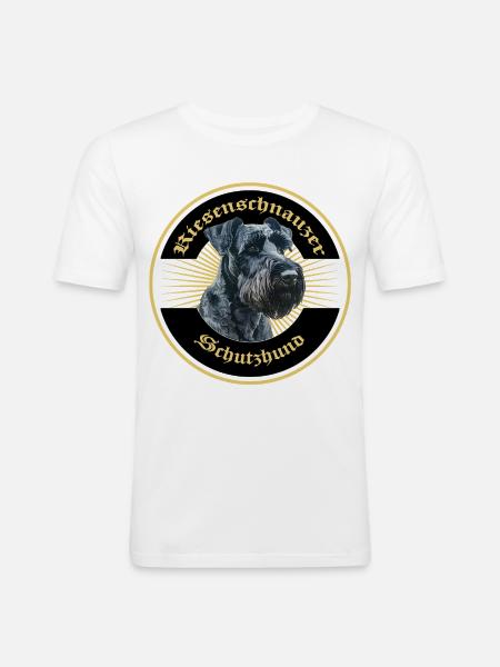 Riesenschnauzer Schutzhund Emblem Gold - Männer Slim Fit T-Shirt - Weiß