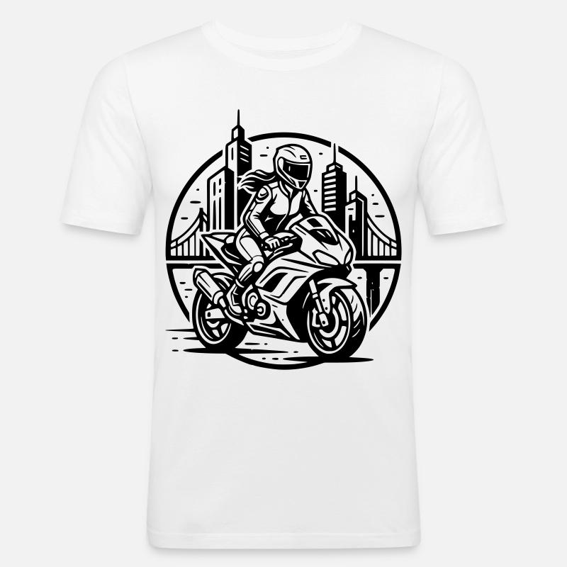Biker, der auf ein Abenteuer geht - Männer Slim Fit T-Shirt - Weiß