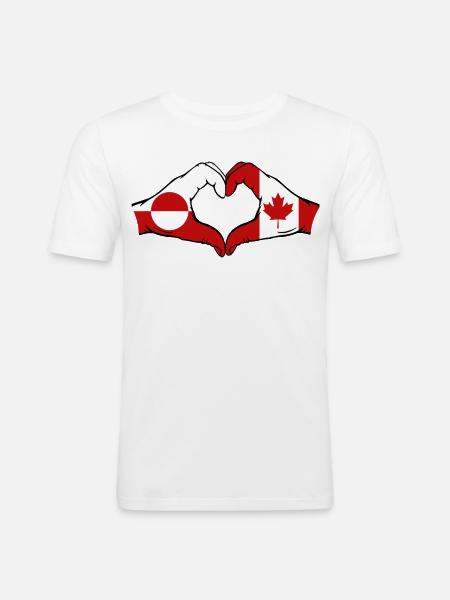 Greenland Canada Flag Hands Heart Shape - Men's Slim Fit T-Shirt - white