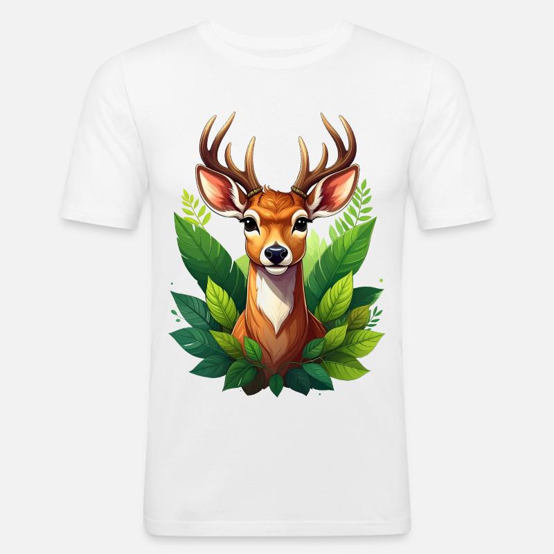 Ein Reh oder Hirsch im Wald - Männer Slim Fit T-Shirt - Weiß