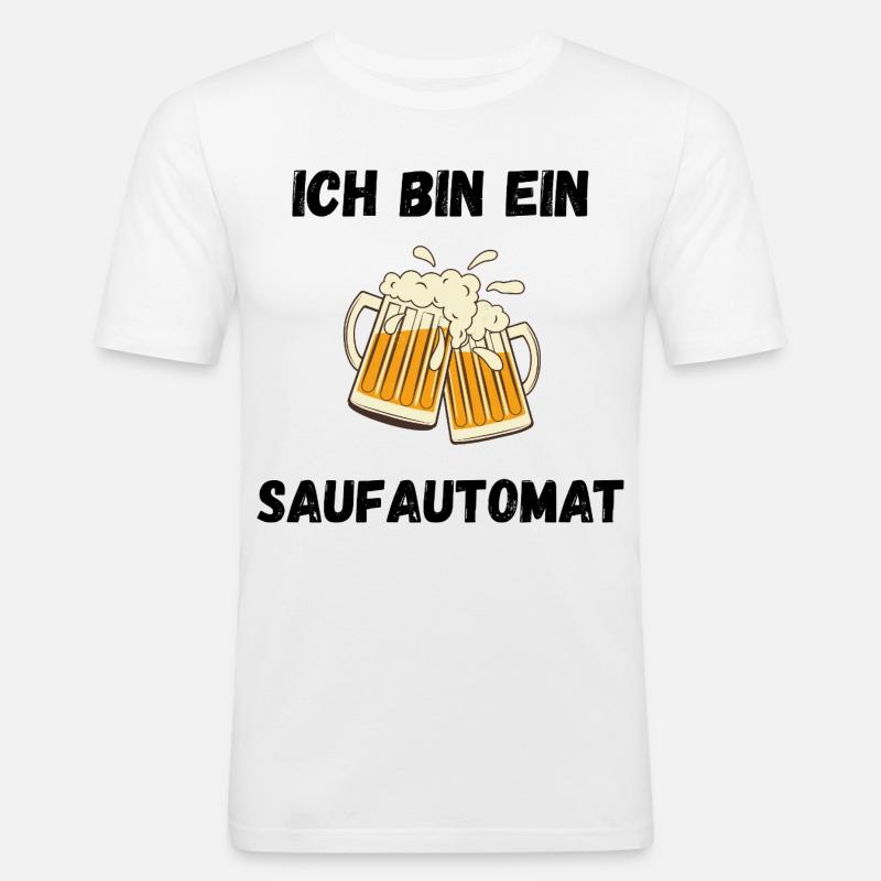 Ich bin ein Saufautomat - Männer Slim Fit T-Shirt - Weiß