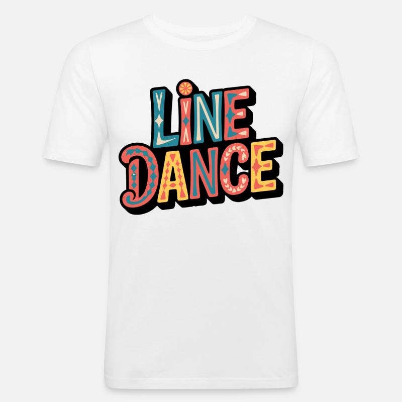 Line Dance Schriftzug: Farbexplosion - Männer Slim Fit T-Shirt - Weiß