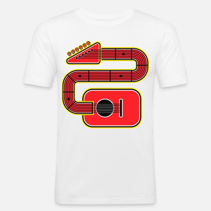 Chitarra Red Abstract Shape - Maglietta aderente da uomo - bianco