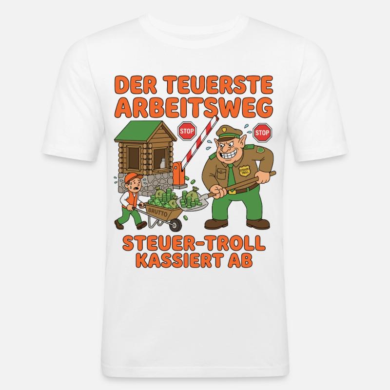 Der Teuerste Arbeitsweg - Männer Slim Fit T-Shirt - Weiß