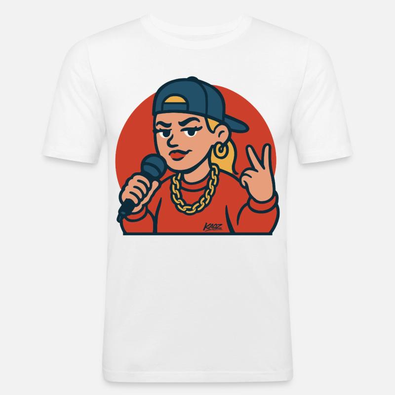 Rap-Diva mit Mikrofon - Männer Slim Fit T-Shirt - Weiß