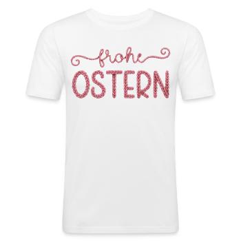 Frohe Ostern - Männer Slim Fit T-Shirt - Weiß - Vorne - Nik (191cm)