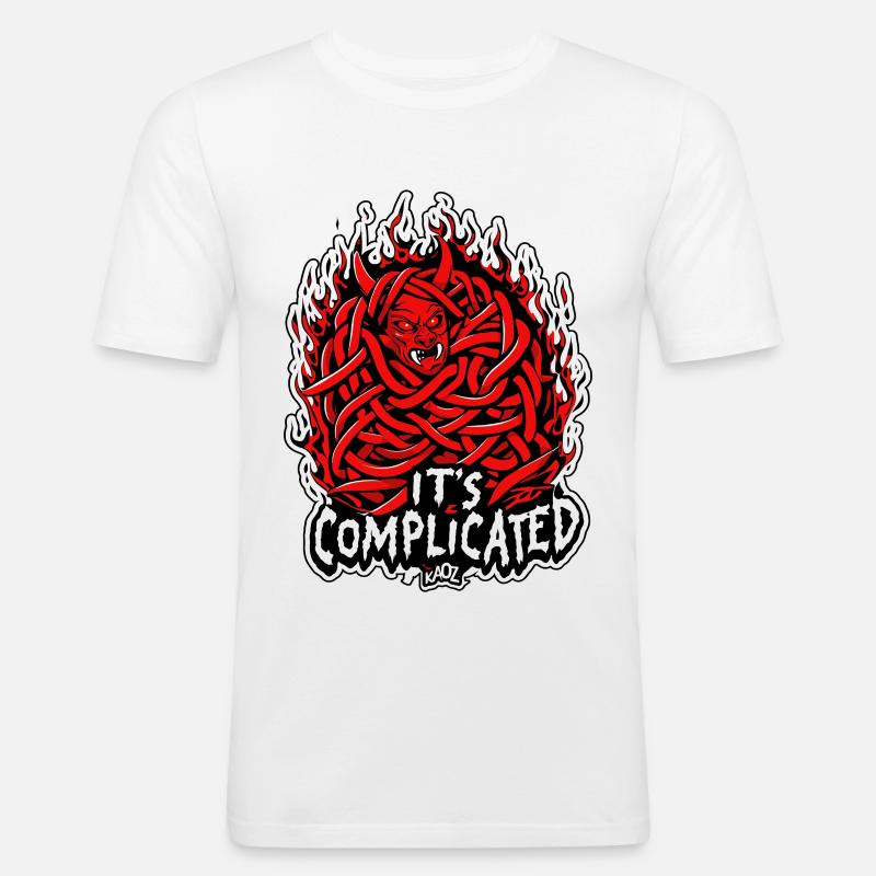 Trasslig elddemon: Det är komplicerat - Slim Fit T-shirt herr - vit