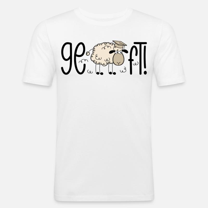 Færdig! Funny Sheep Doctoral Hat dimissionsudgave 2026 - Herre Slim Fit T-Shirt - hvid