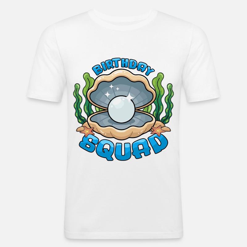 Birthday Squad Beach Summer Cruise Shell - Männer Slim Fit T-Shirt - Weiß