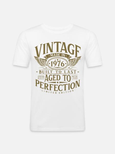 Vintage 1976 Vintage Födelsedag Retro Gåva - Slim Fit T-shirt herr - vit
