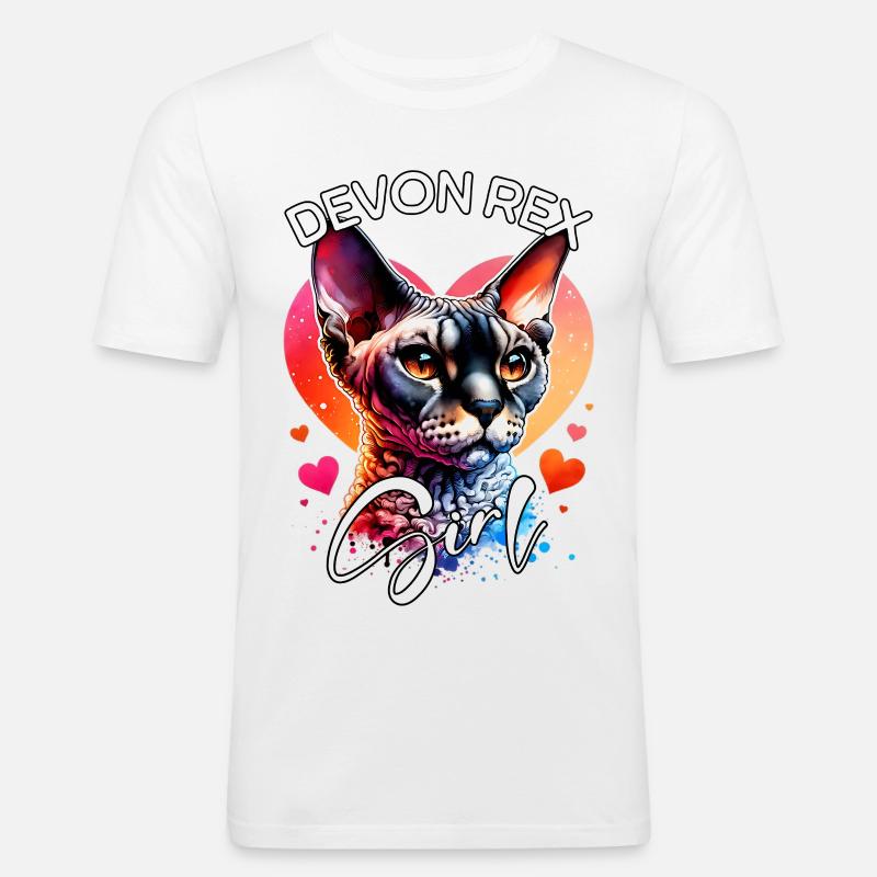 Devon Rex Mädchen Devon Rex - Männer Slim Fit T-Shirt - Weiß