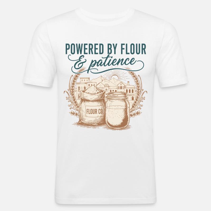 Sourdough Bread Baking Powered By Flour - Men's Slim Fit T-Shirt - white