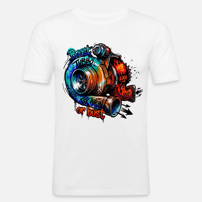 Turbo-Boost oder Bust - Männer Slim Fit T-Shirt - Weiß