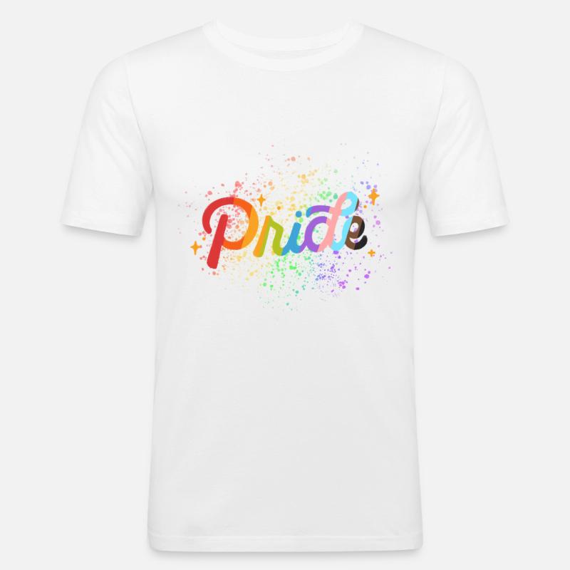 Pridemix Farbspritzer - Männer Slim Fit T-Shirt - Weiß