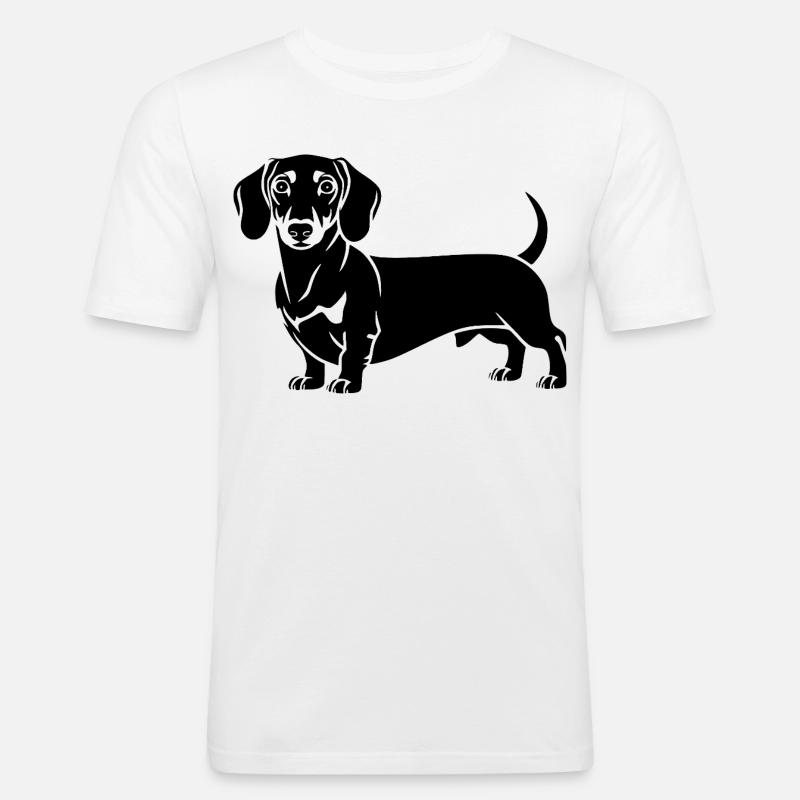 Dackel - Männer Slim Fit T-Shirt - Weiß