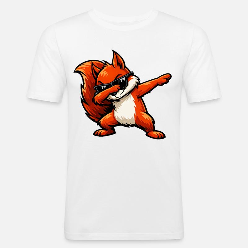 Dabbing Rotes Eichhörnchen - Männer Slim Fit T-Shirt - Weiß