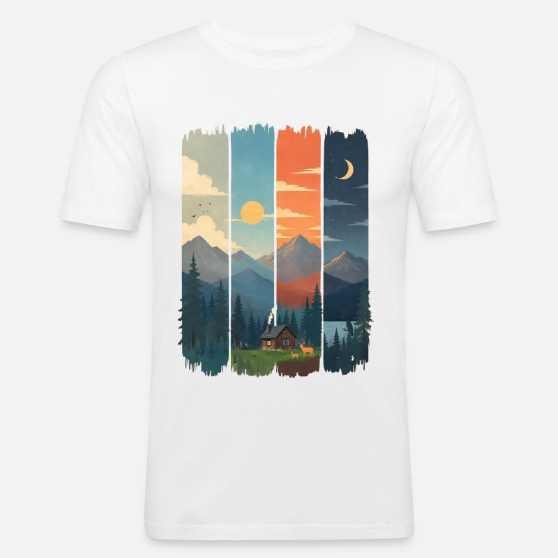 Horizonte in vier Gebirgstafeln - Männer Slim Fit T-Shirt - Weiß