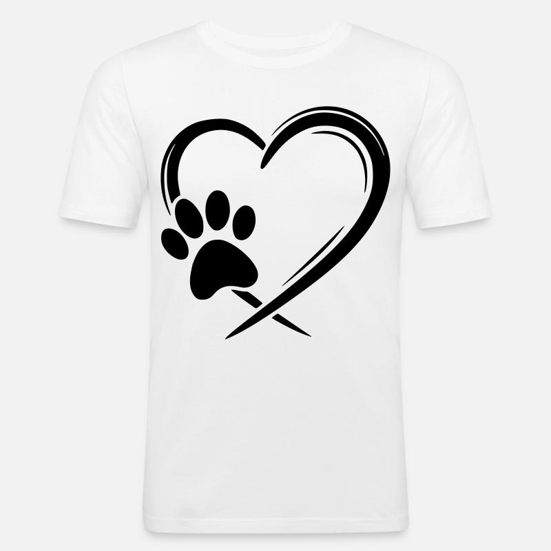 Pfote Herz - Männer Slim Fit T-Shirt - Weiß