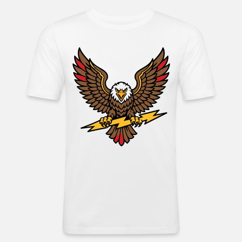 Alter-Schule-Tattoo-Stil Lightning Eagle - Männer Slim Fit T-Shirt - Weiß