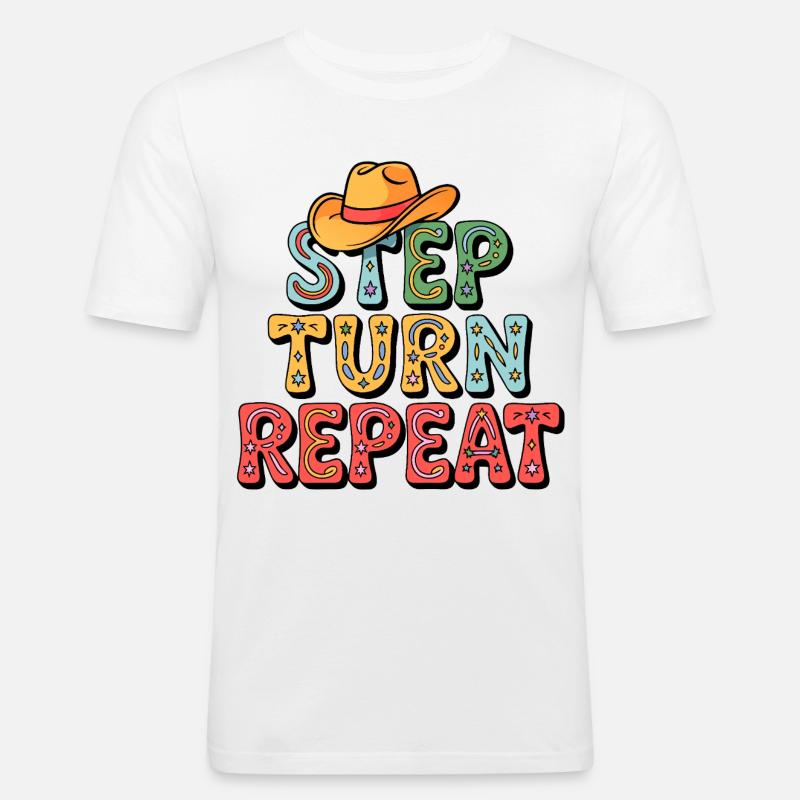 Line Dance Step Turn Repeat - Männer Slim Fit T-Shirt - Weiß