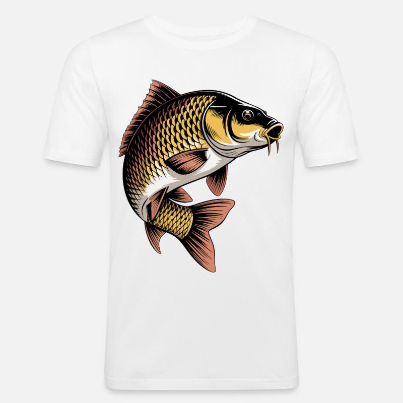 Springender Karpfen - Männer Slim Fit T-Shirt - Weiß