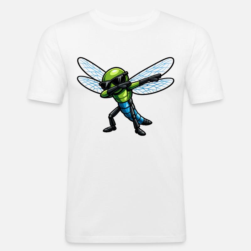Dabbing Libelle - Männer Slim Fit T-Shirt - Weiß