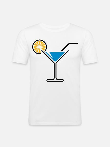 Cocktail / Cocktail Glass / Martini + (Light Blue) - Men's Slim Fit T-Shirt - white