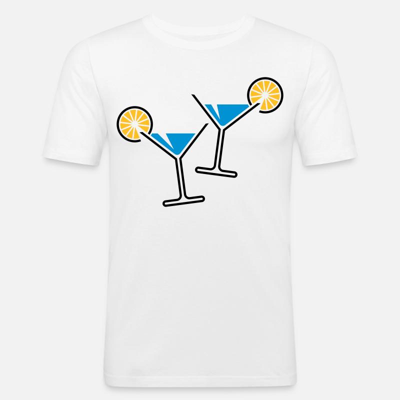 2 Cocktailgläser / Cocktail / Martini + (Hellblau) - Männer Slim Fit T-Shirt - Weiß