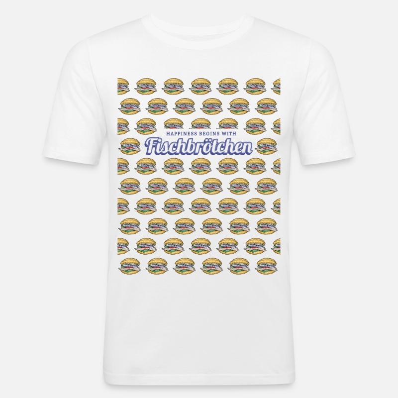Fischbrötchen mit Matjes oder Bismarckhering - Männer Slim Fit T-Shirt - Weiß