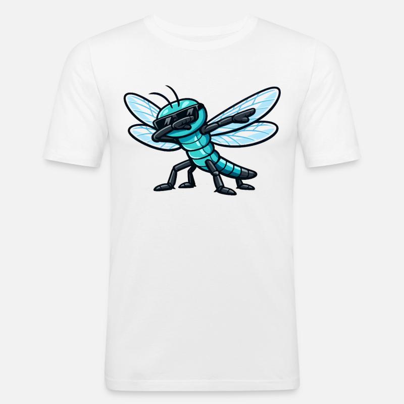 Dabbing Libelle - Männer Slim Fit T-Shirt - Weiß