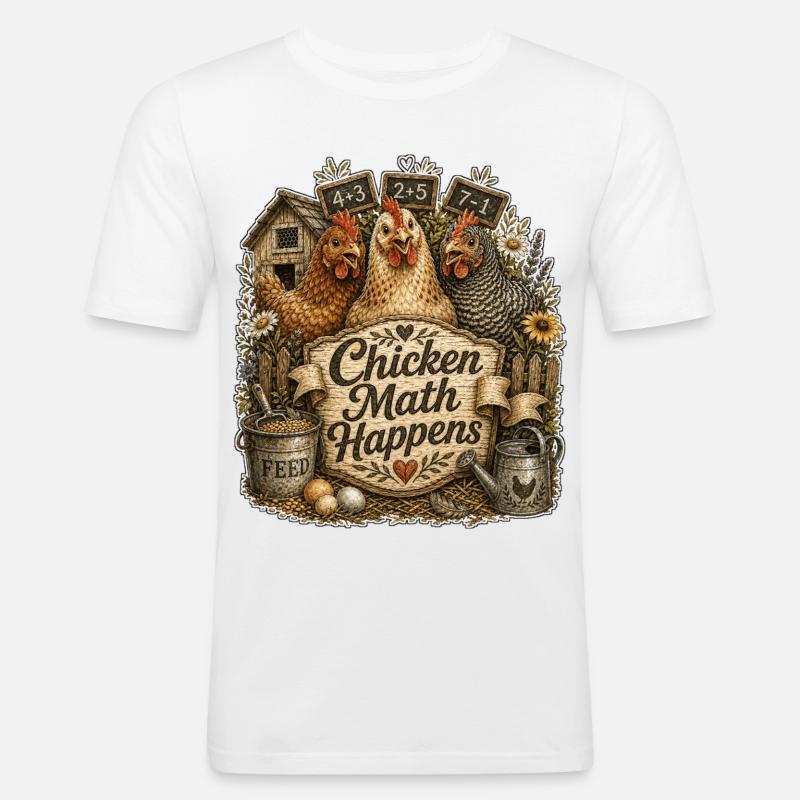 Chicken Math Happens - Männer Slim Fit T-Shirt - Weiß
