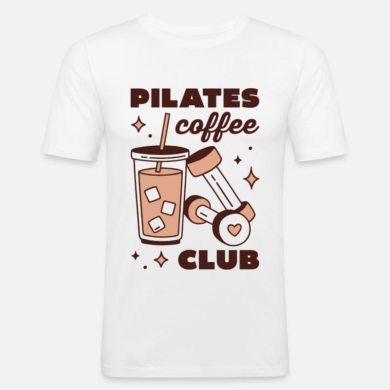 Pilates-Eiskaffee-Latte-Mädchen-Ästhetik - Männer Slim Fit T-Shirt - Weiß