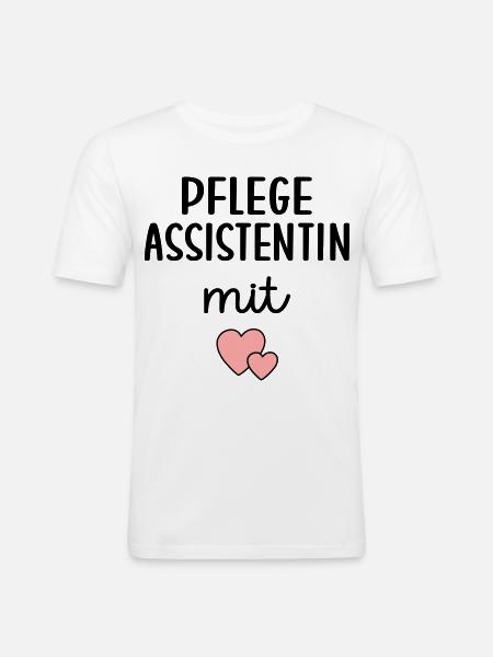 Pflegeassistentin Pflegefachassistenz - Männer Slim Fit T-Shirt - Weiß