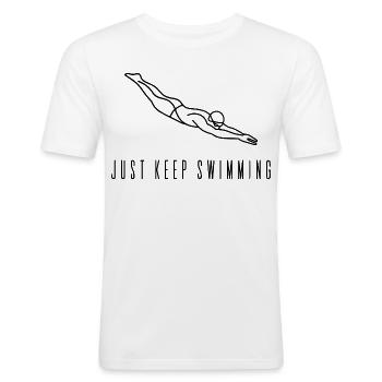 Just Keep Swimming - Männer Slim Fit T-Shirt - Weiß - Vorne - Nik (191cm)