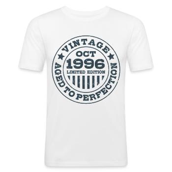 Vintage Oktober 1996 Limited Edition Circle - Männer Slim Fit T-Shirt - Weiß - Vorne - Nik (191cm)