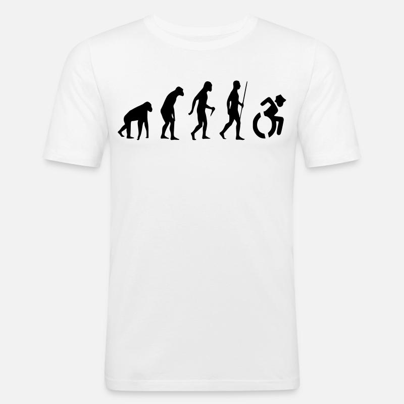 Evolution Rollstuhl. Die Rollstuhl-Evolution * - Männer Slim Fit T-Shirt - Weiß